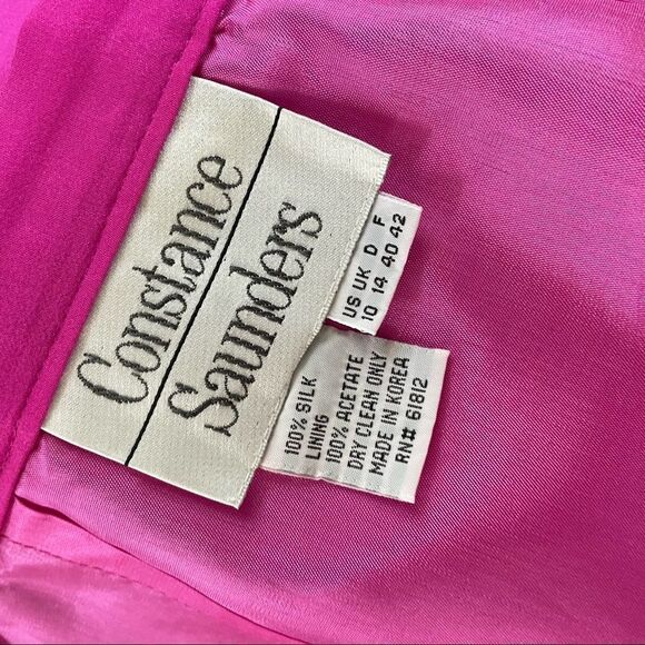 Vintage Constance Saunders Silk Jacket Wrap Skirt Raspberry 10 - Picture 11 of 12